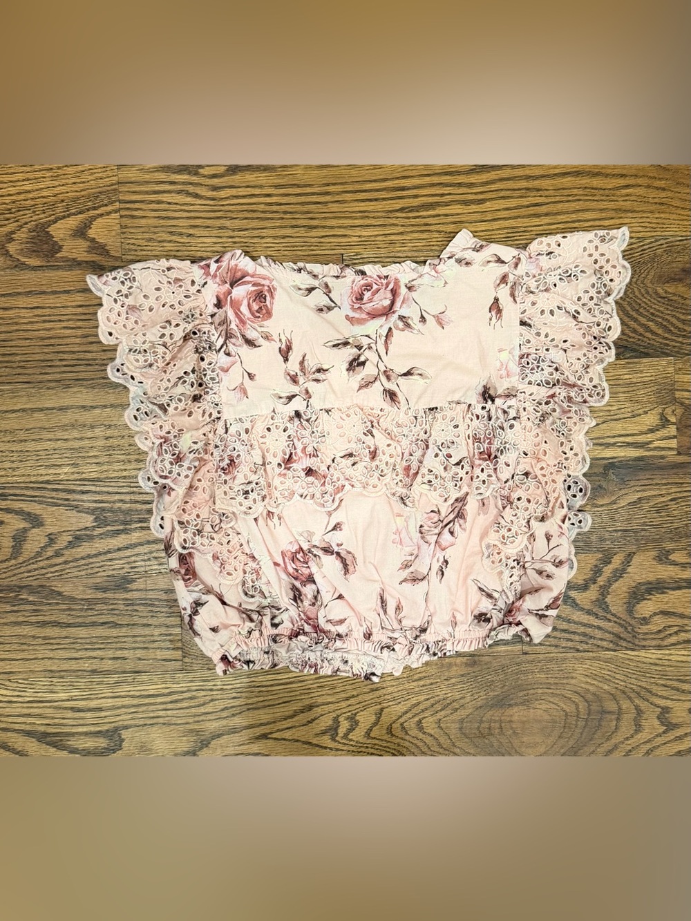 Girls Floral Eyelet Ruffle Top - Picture 3 of 4